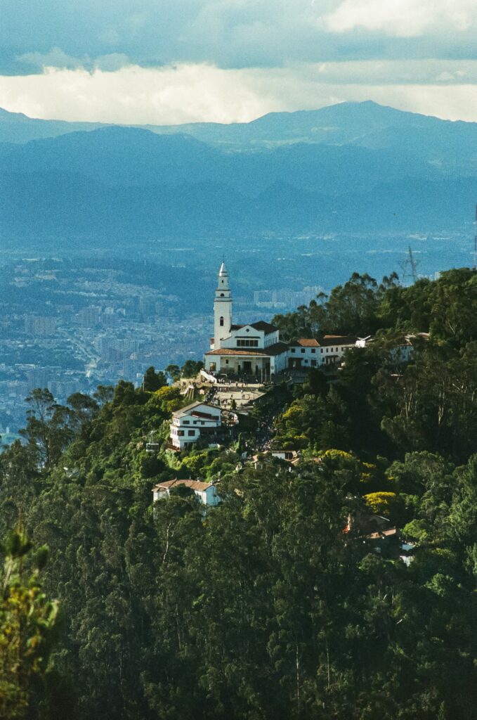 Church on a hill with forest in Colombia